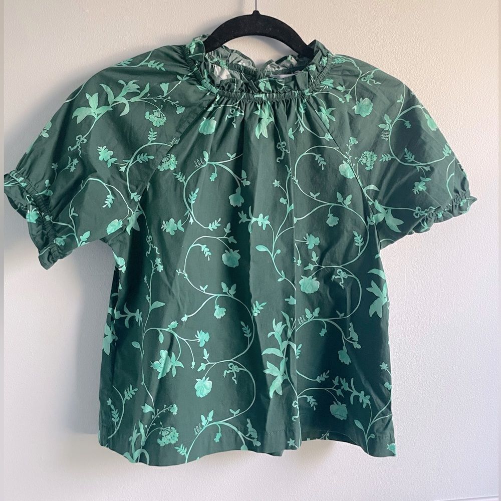 Hill House green floral‎ top sz XS